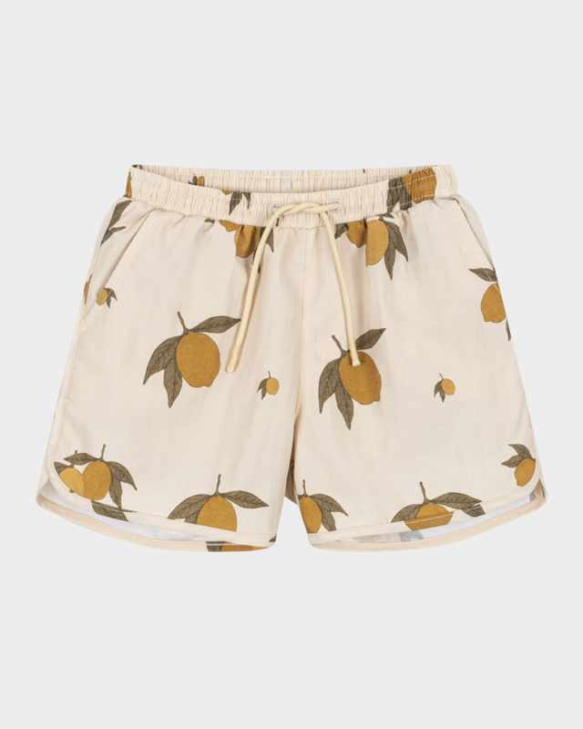 Boy's Asnou Lemon-Print Swim Shorts, Size 9M-10